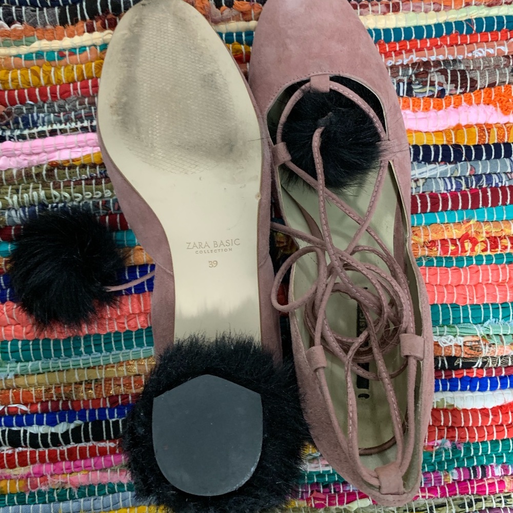 Mauve Zara Lace up Fur Heels